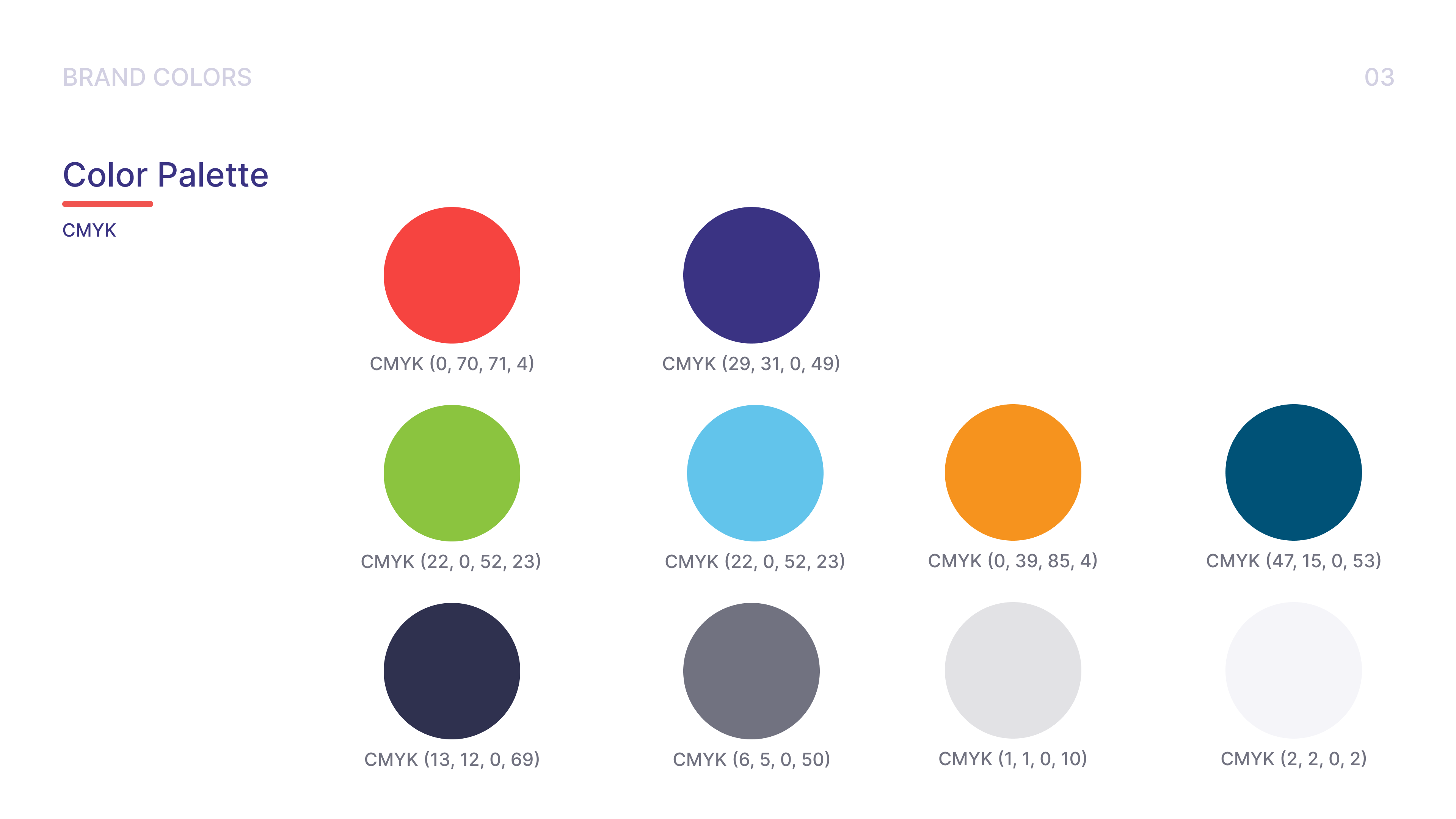 Color palette — CMYK values
